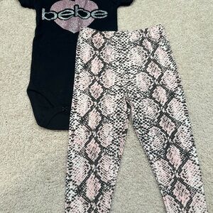 Bebe Baby Black Onesie with Glitter Heart